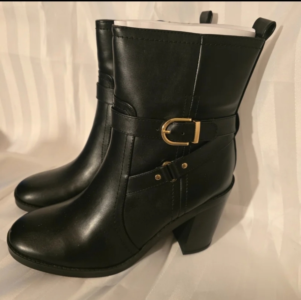 Liz Claiborne Black Boots with Gold Accent